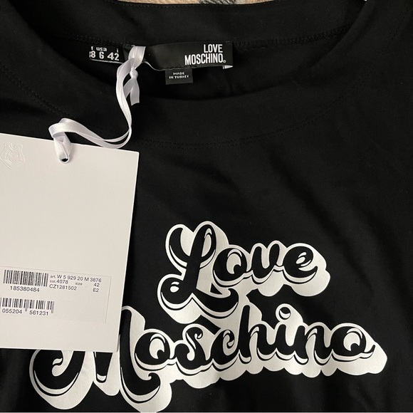 LOVE MOSCHINO Black Cotton Women's Dress 6, 8 - Picture 3 of 4